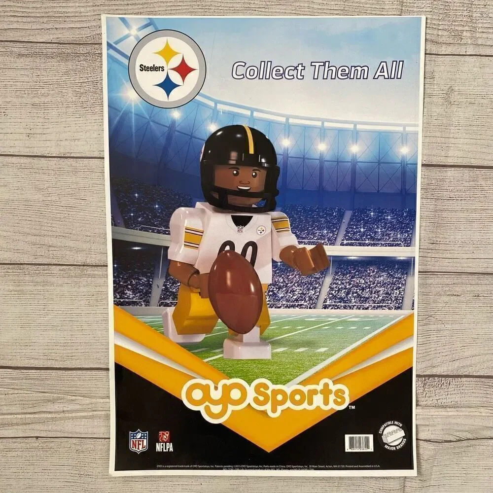 NFL football helmet poster, AYO Steelers poster and football superstars 2016 boo